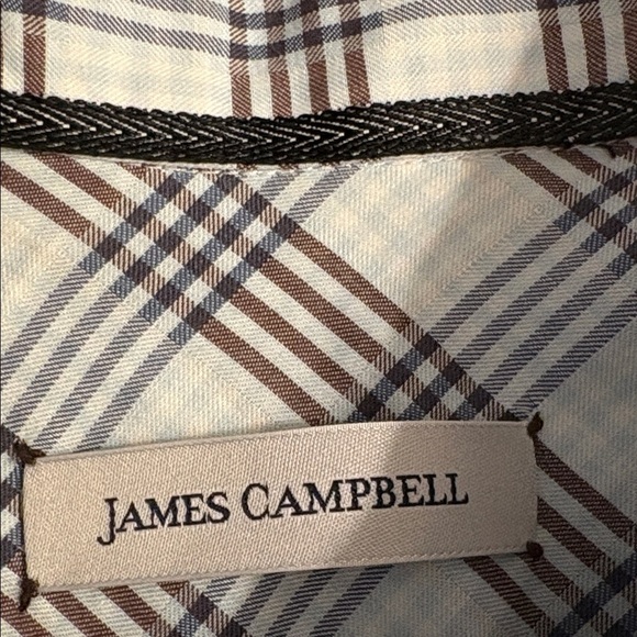 James Campbell Men's Checkered Shirt - Brown and Blue XL - Picture 2 of 5
